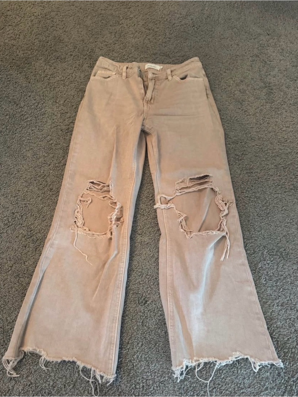 bohme Flared Distressed Jeans in Dusty Rose